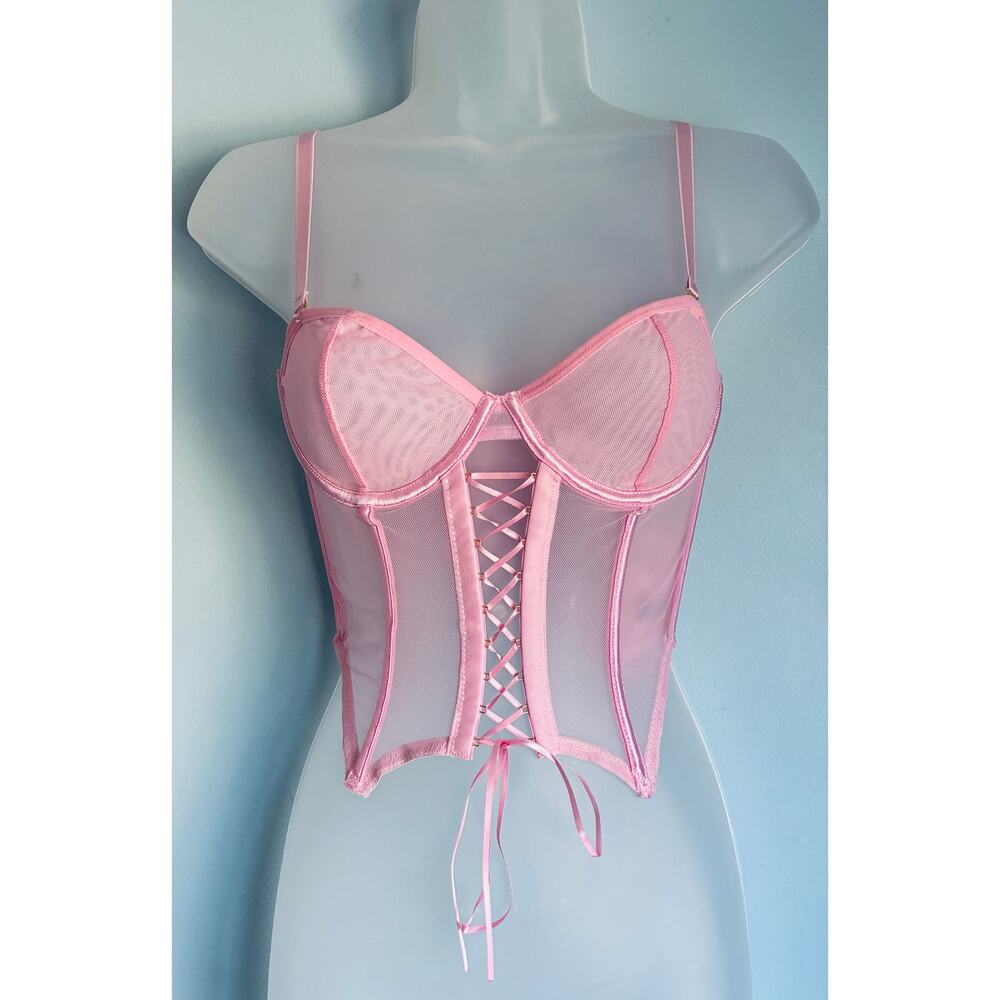 Corset Top Small Pink Lace Up Body Rage - Picture 1 of 7